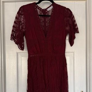 Elegant Burgundy Lace Dress/Romper